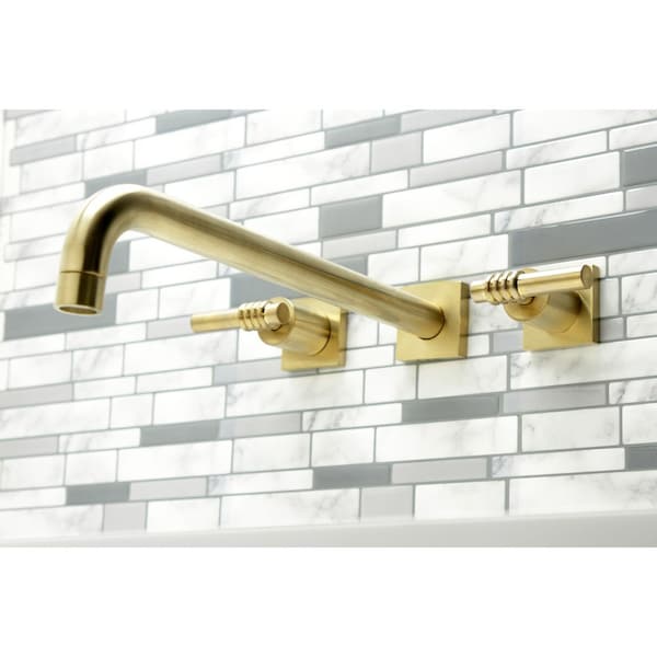 KS6047ML Wall Mount Tub Faucet, Brushed Brass